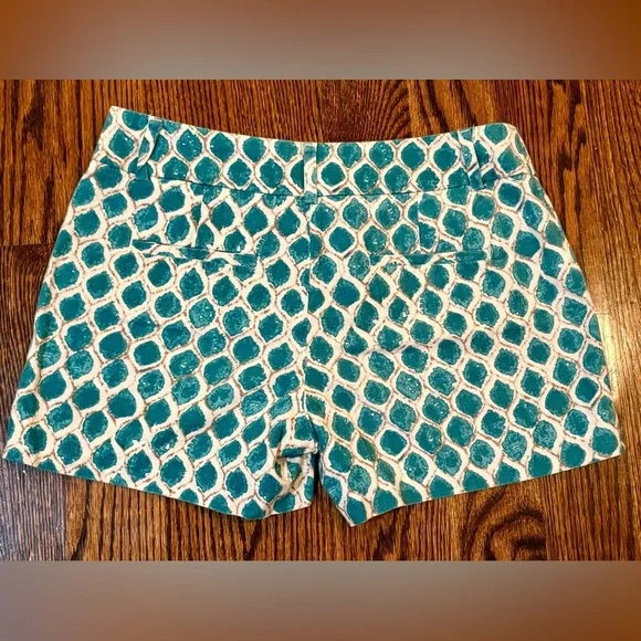 ANN TAYLOR LOFT~The Riviera Short~Teal Geometric Print~Linen Blend~Size 2~SKU109 - Picture 5 of 9